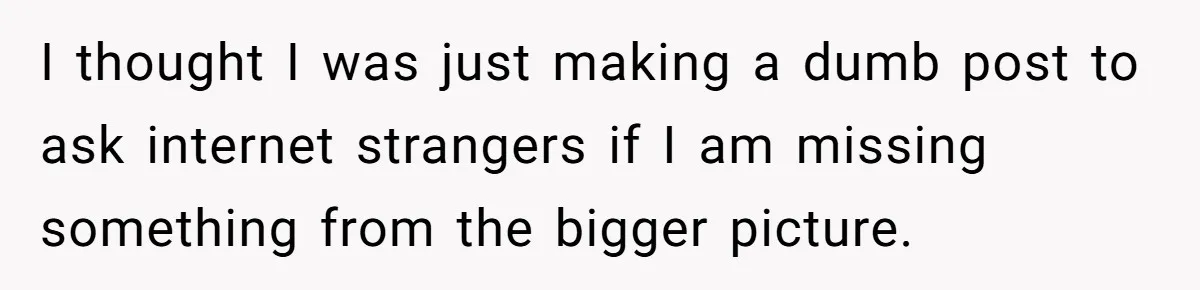 I thought I was just making a dumb post to ask internet strangers if I am missing something from the bigger picture.