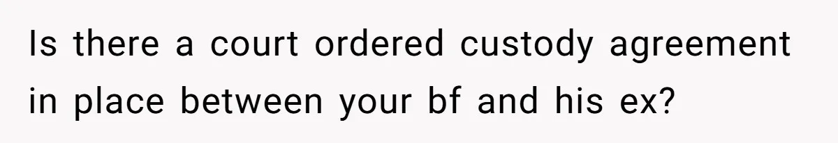 Is there a court ordered custody agreement in place between your bf and his ex?