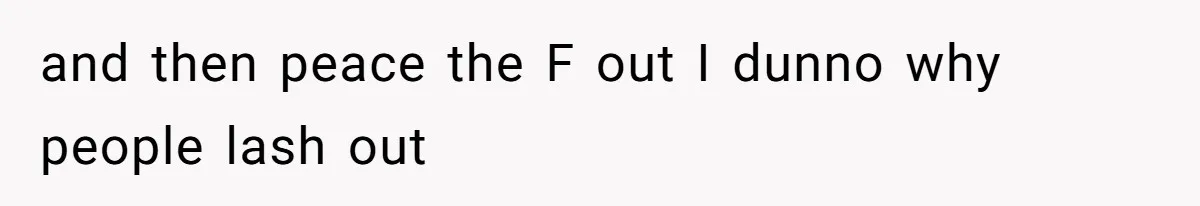 and then peace the F out I dunno why people lash out