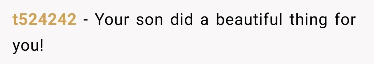 t524242 − Your son did a beautiful thing for you!