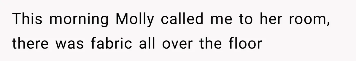 This morning Molly called me to her room, there was fabric all over the floor