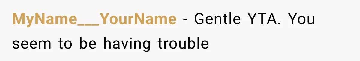 MyName___YourName − Gentle YTA. You seem to be having trouble