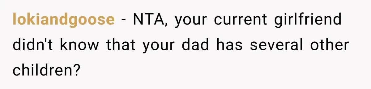 lokiandgoose − NTA, your current girlfriend didn't know that your dad has several other children?