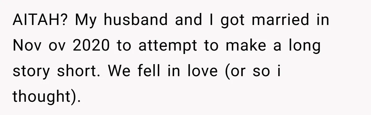 AITAH? My husband and I got married in Nov ov 2020 to attempt to make a long story short. We fell in love (or so i thought).