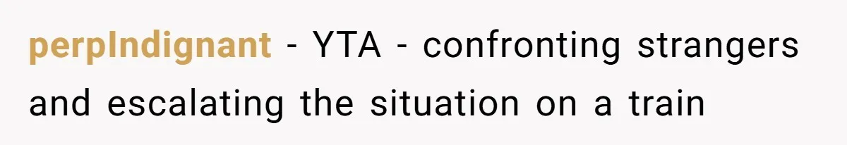 perpIndignant − YTA - confronting strangers and escalating the situation on a train