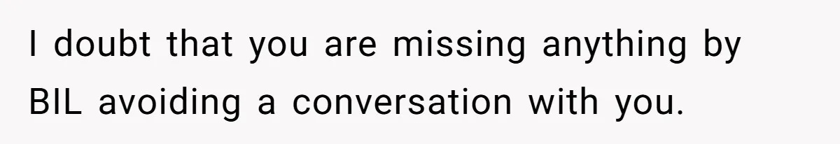I doubt that you are missing anything by BIL avoiding a conversation with you.