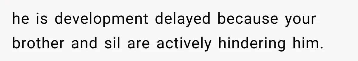 he is development delayed because your brother and sil are actively hindering him.