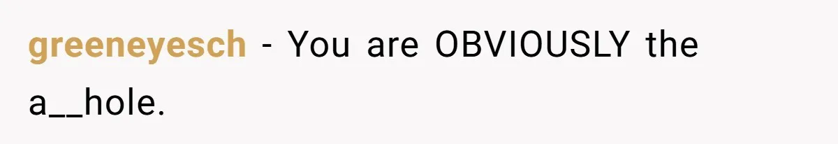 greeneyesch − You are OBVIOUSLY the a__hole.