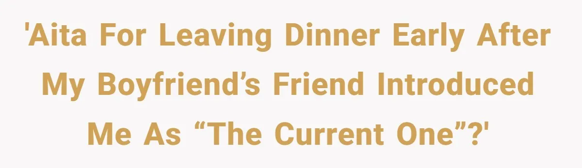 'AITA for leaving dinner early after my boyfriend’s friend introduced me as “the current one”?'