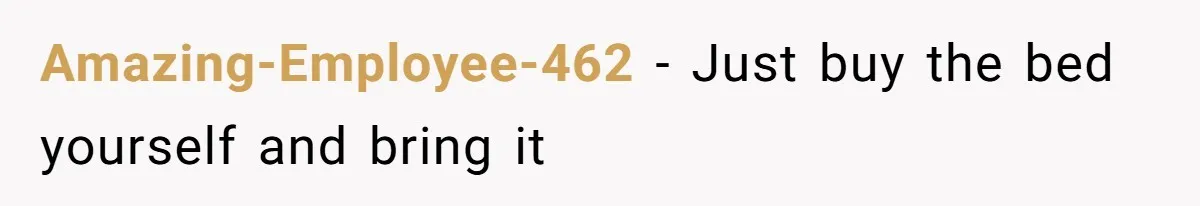 Amazing-Employee-462 − Just buy the bed yourself and bring it