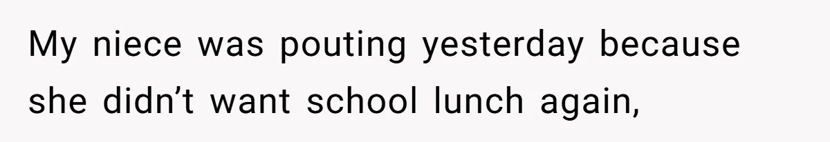 My niece was pouting yesterday because she didn’t want school lunch again,