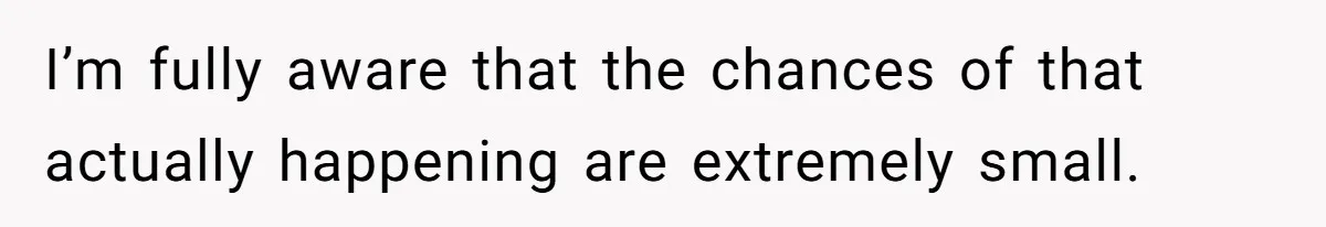 I’m fully aware that the chances of that actually happening are extremely small.