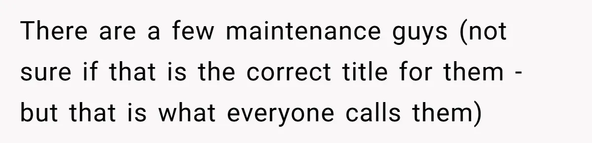 There are a few maintenance guys (not sure if that is the correct title for them - but that is what everyone calls them)