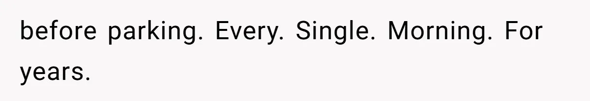 before parking. Every. Single. Morning. For years.