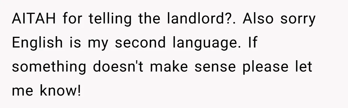 AITAH for telling the landlord?. Also sorry English is my second language. If something doesn't make sense please let me know!