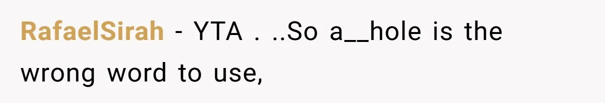 RafaelSirah − YTA . ..So a__hole is the wrong word to use,