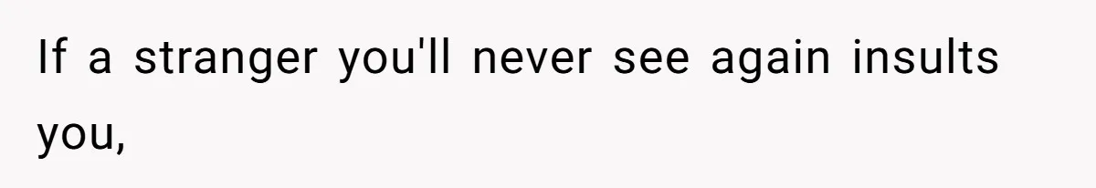 If a stranger you'll never see again insults you,