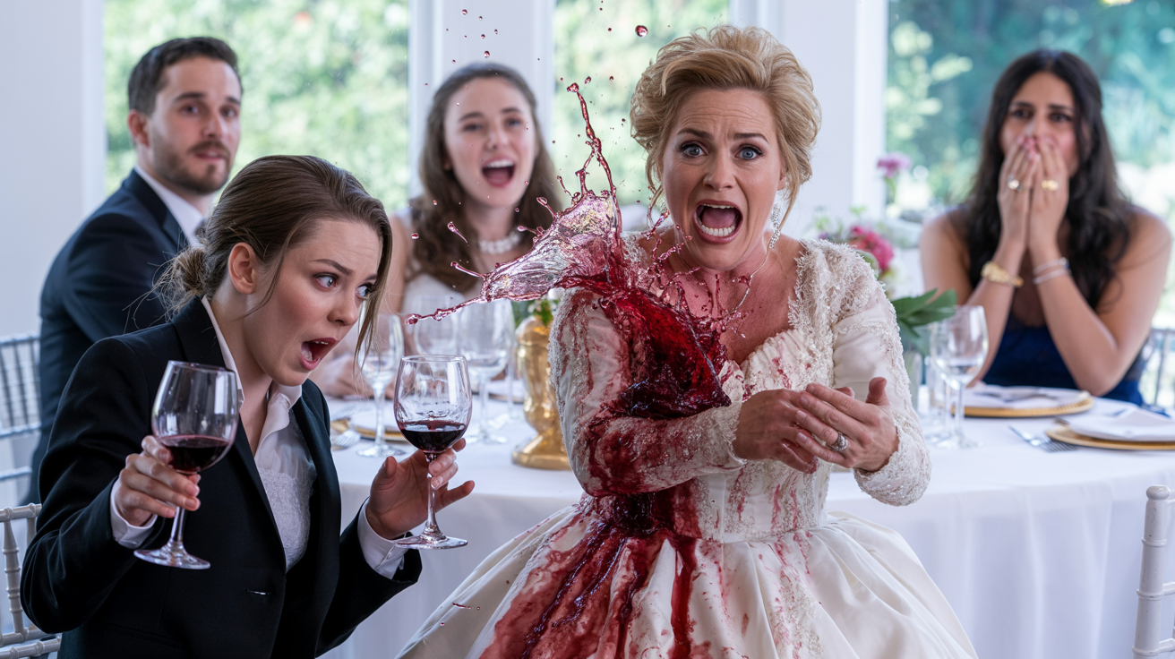 Sibling Purposefully Drenched Their Mother In Red Wine At Brother's Wedding