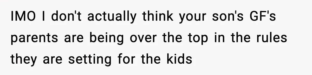 IMO I don't actually think your son's GF's parents are being over the top in the rules they are setting for the kids