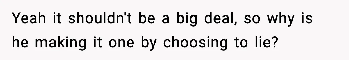 Yeah it shouldn't be a big deal, so why is he making it one by choosing to lie?