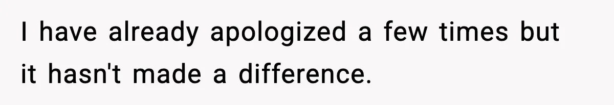 I have already apologized a few times but it hasn't made a difference.