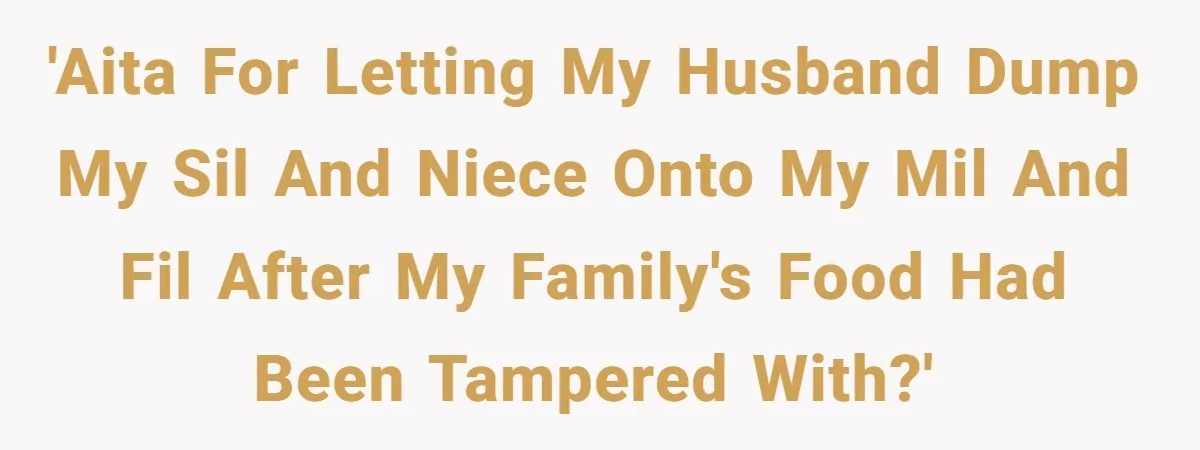 'AITA for letting my husband dump my SIL and niece onto my MIL and FIL after my family's food had been tampered with?'