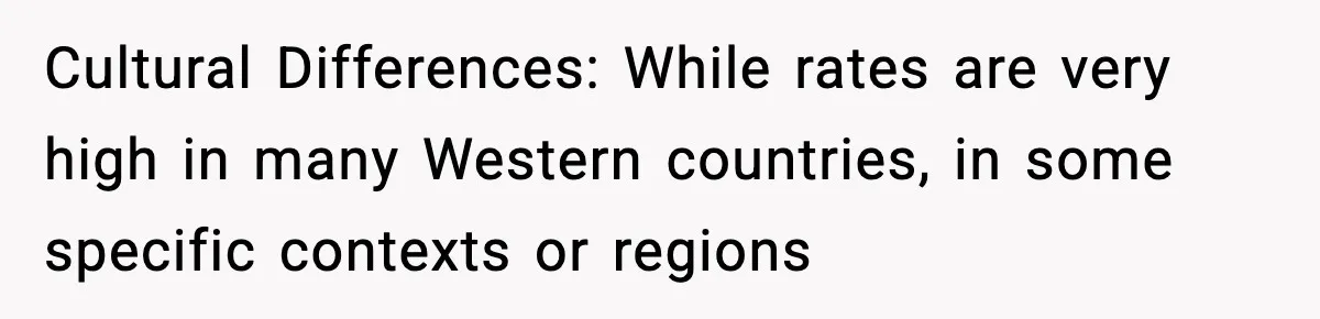 Cultural Differences: While rates are very high in many Western countries, in some specific contexts or regions