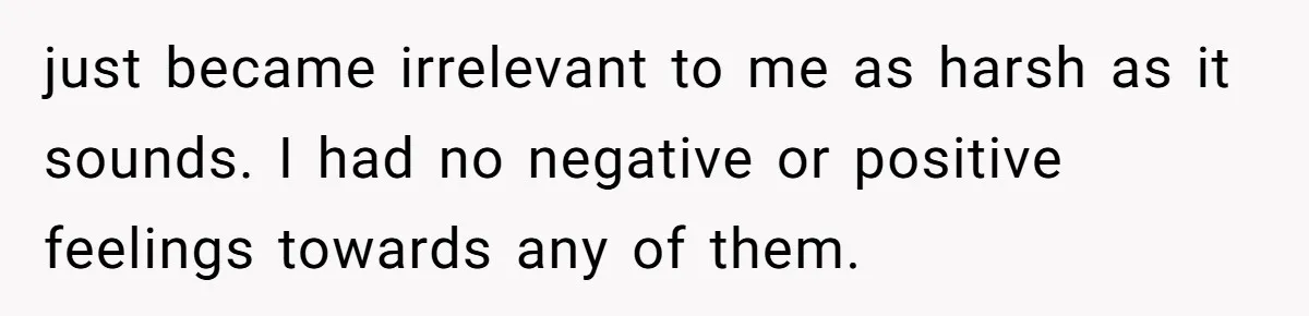 Grieving Son Uncovers A Financial Betrayal After His Late Father Leaves A Secret Will just became irrelevant to me as harsh as it sounds. I had no negative or positive feelings towards any of them.