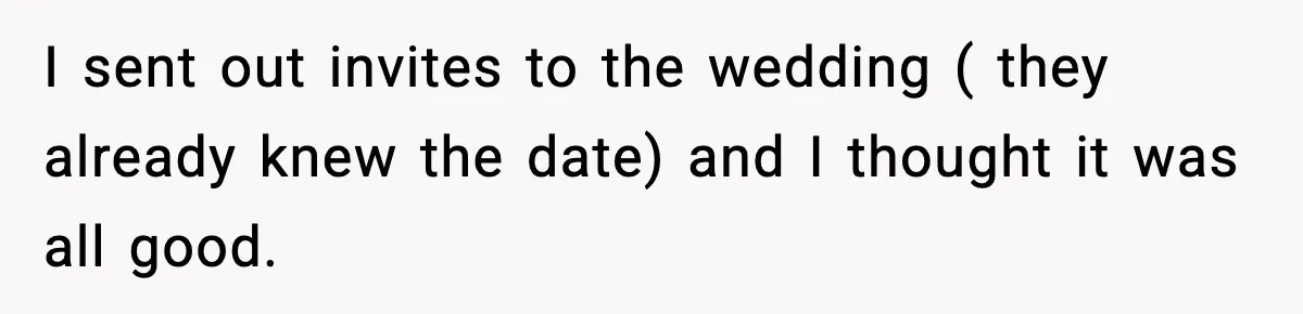 I sent out invites to the wedding ( they already knew the date) and I thought it was all good.