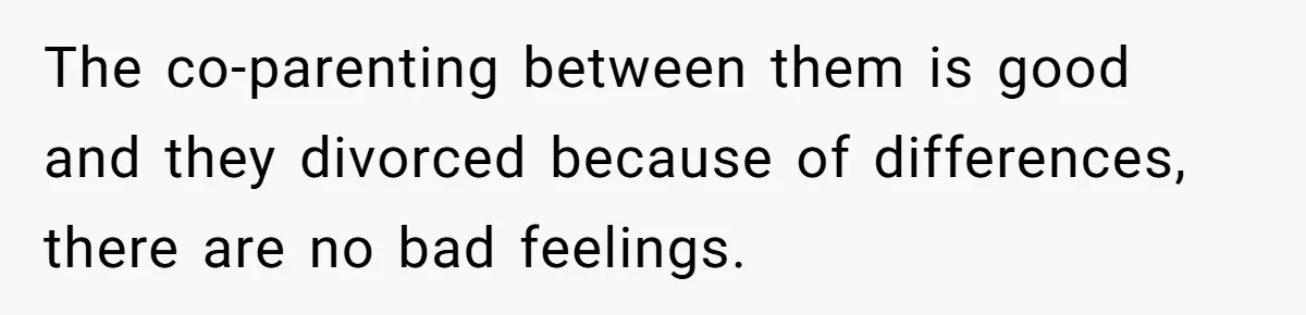 The co-parenting between them is good and they divorced because of differences, there are no bad feelings.