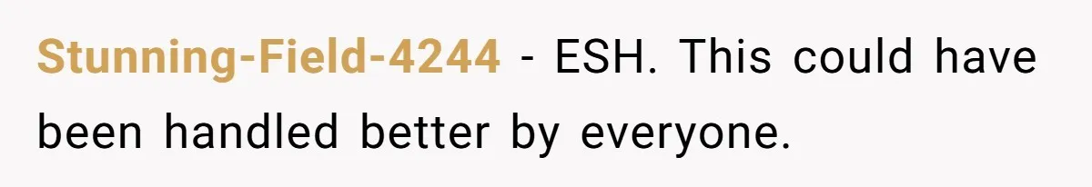 Stunning-Field-4244 − ESH. This could have been handled better by everyone.