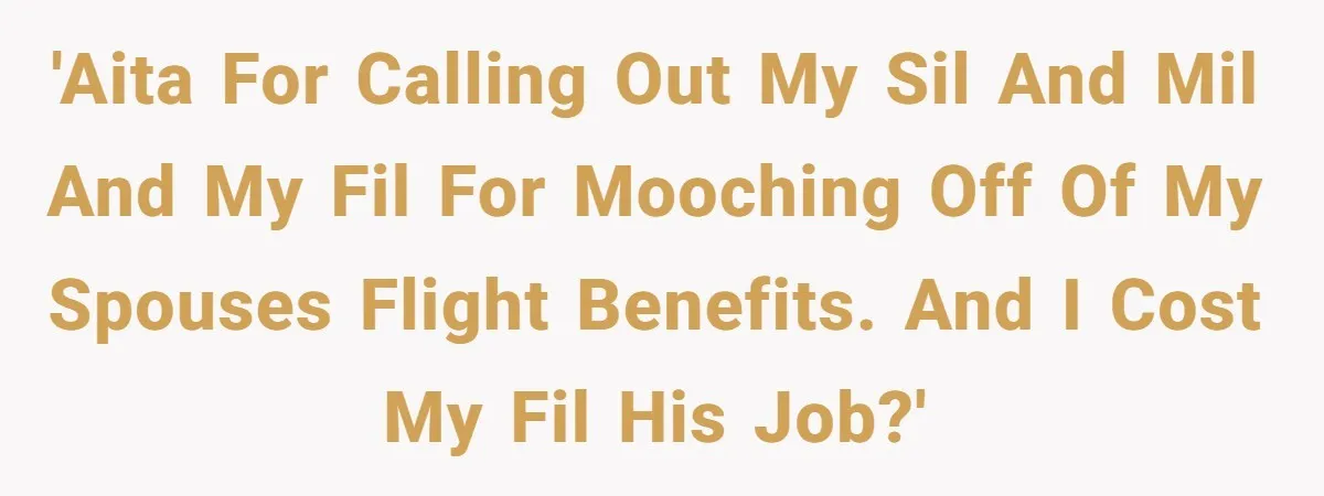 'AITA for calling out my SIL and MIL and my FIL for mooching off of my spouses flight benefits. And I cost my FIL his job?'