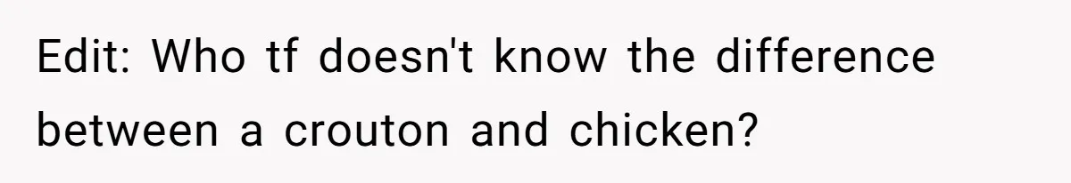 Edit: Who tf doesn't know the difference between a crouton and chicken?