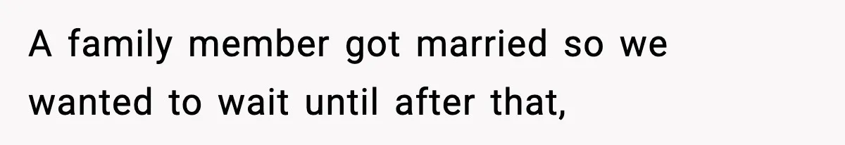 A family member got married so we wanted to wait until after that,