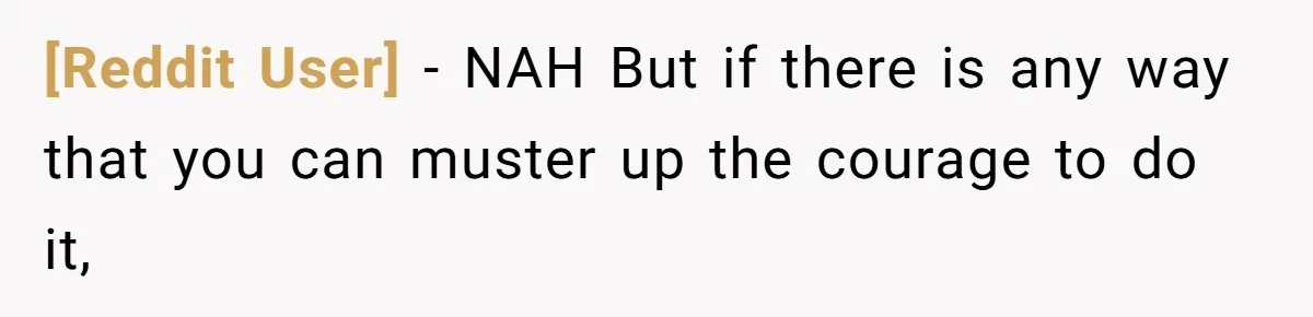 [Reddit User] − NAH But if there is any way that you can muster up the courage to do it,