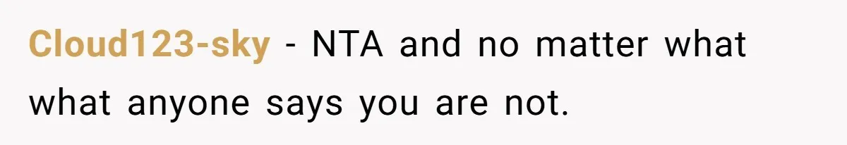 Cloud123-sky − NTA and no matter what what anyone says you are not.