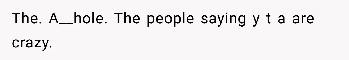 The. A__hole. The people saying y t a are crazy.