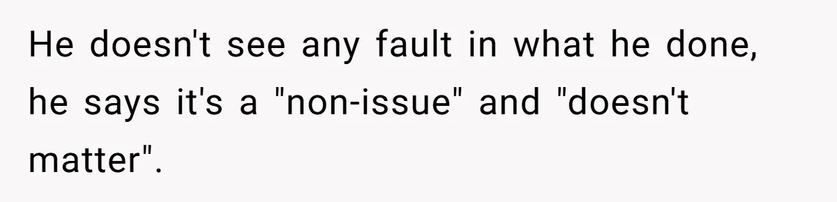 He doesn't see any fault in what he done, he says it's a "non-issue" and "doesn't matter".