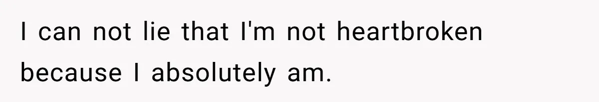 I can not lie that I'm not heartbroken because I absolutely am.