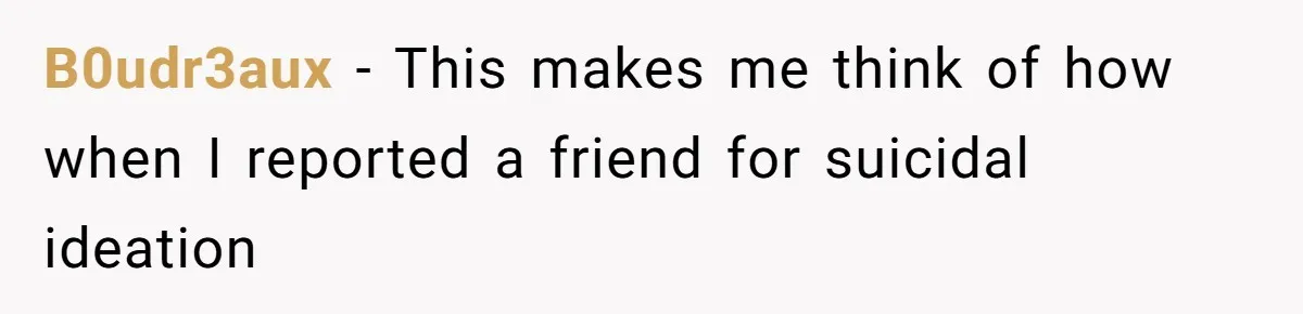 B0udr3aux − This makes me think of how when I reported a friend for suicidal ideation