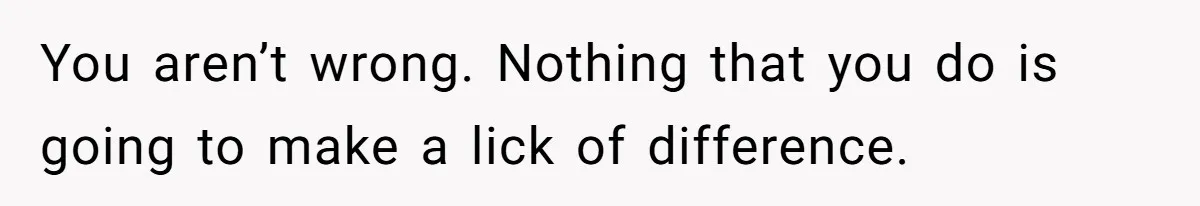 You aren’t wrong. Nothing that you do is going to make a lick of difference.