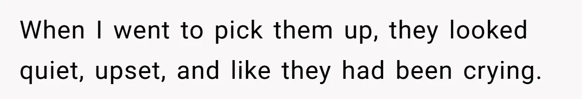 When I went to pick them up, they looked quiet, upset, and like they had been crying.