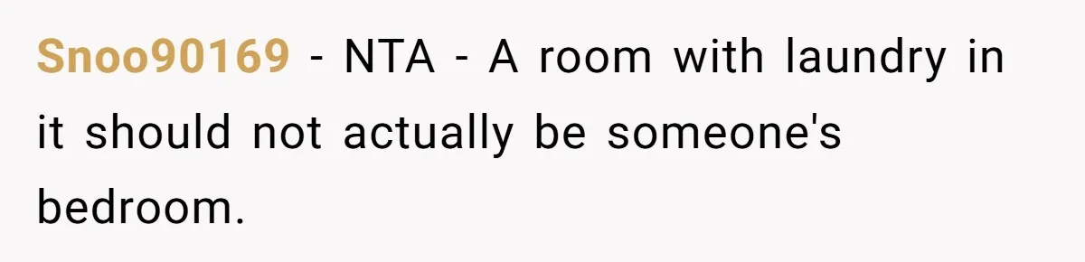 Snoo90169 − NTA - A room with laundry in it should not actually be someone's bedroom.