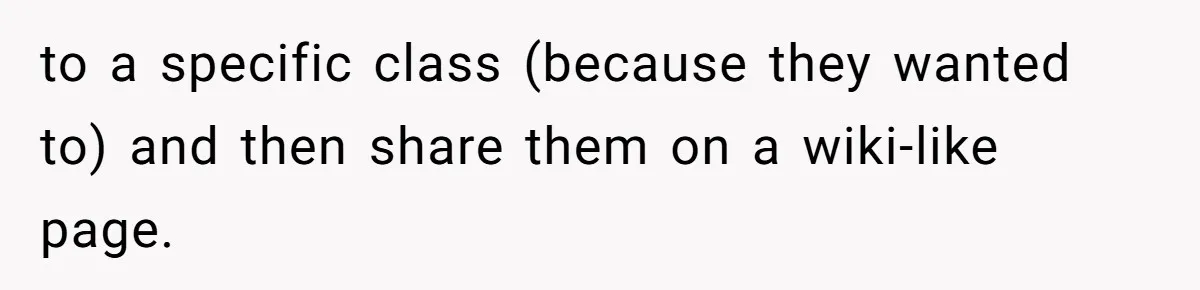 to a specific class (because they wanted to) and then share them on a wiki-like page.
