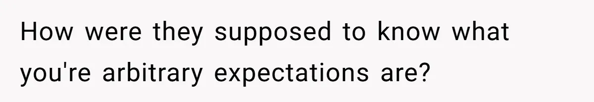 How were they supposed to know what you're arbitrary expectations are?