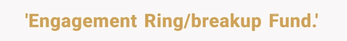 'Engagement ring/breakup fund.'
