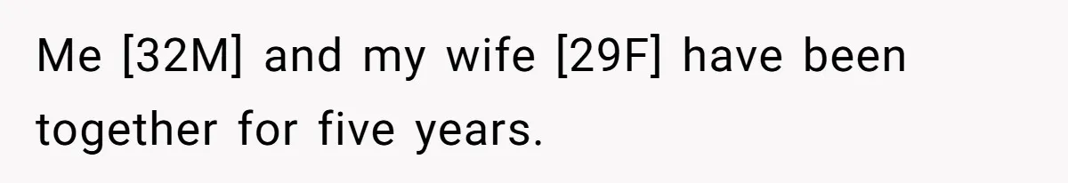 Me [32M] and my wife [29F] have been together for five years.