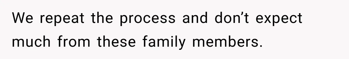 We repeat the process and don’t expect much from these family members.