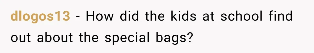 dlogos13 − How did the kids at school find out about the special bags?