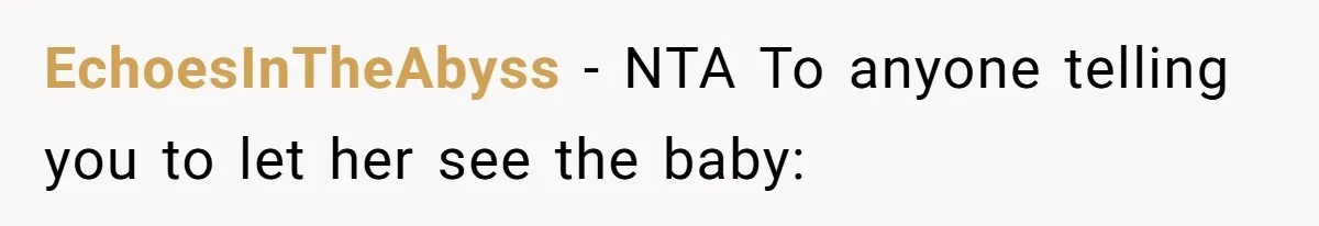 EchoesInTheAbyss − NTA To anyone telling you to let her see the baby: